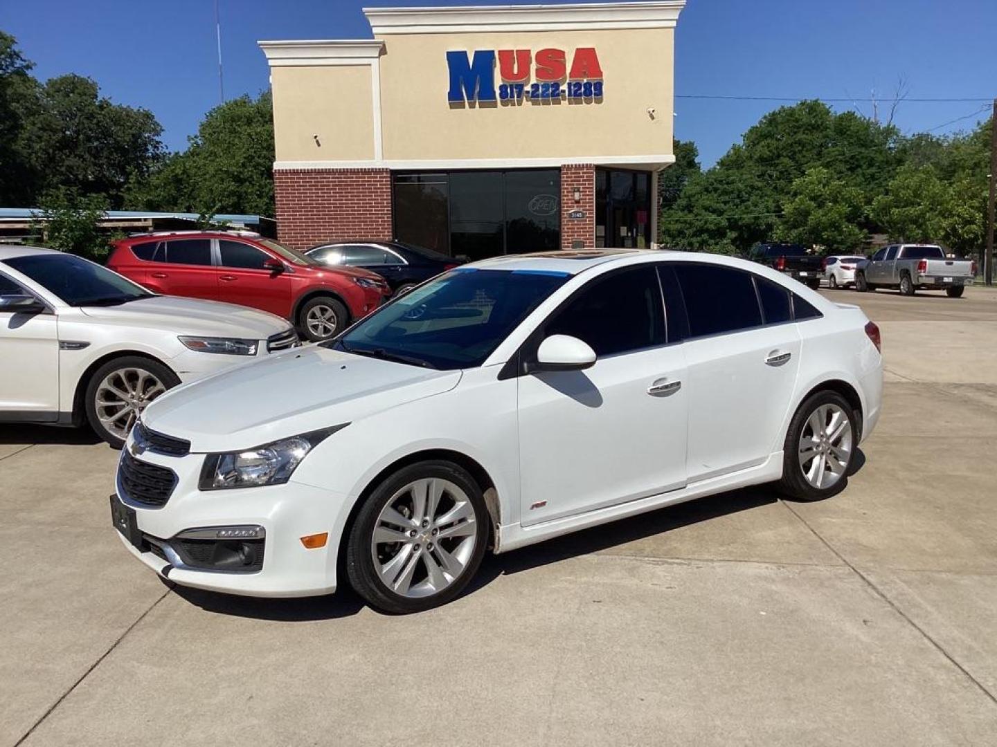 2015 WHITE CHEVROLET CRUZE LTZ (1G1PG5SB1F7) with an 1.4L engine, Automatic transmission, located at 4415 NE 28th St, Haltom City, TX, 76117, (817) 222-9334, 32.795322, -97.280937 - Photo#0